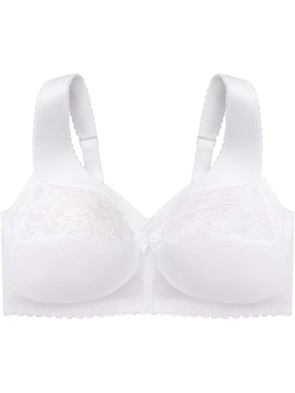 Glamorise Womens 52I White MagicLift Wirefree Full Coverage Lace Bra Style 1000